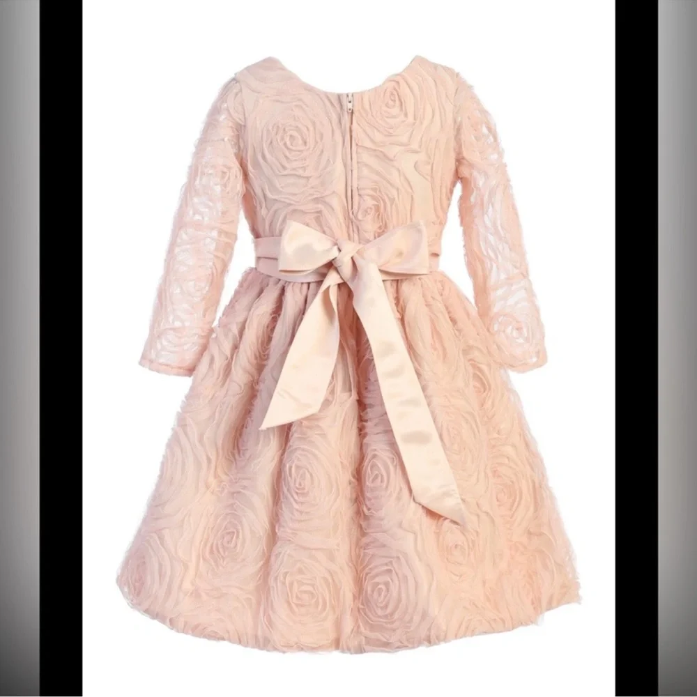 Elegant Pink Floral Kids Dress - Picture 2 of 3